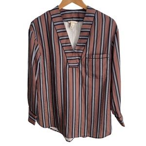 H&M Trend V-neck Brown Striped Tunic Size US 2